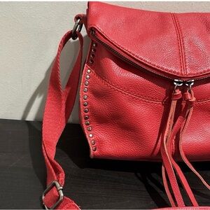 The Sak Red SilverLake Crossbody Bag with Stud Accents